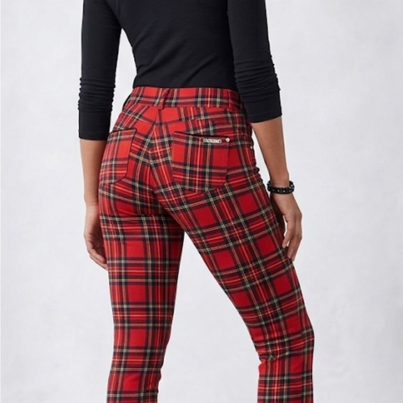 Nygard Collection Pants - Red Plaid Skinny Pants - Women's classic